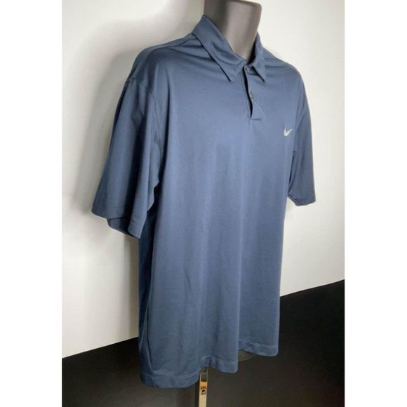 LARGE Nike Golf Polo Shirt dark blue Mens DriFit - Picture 3 of 6